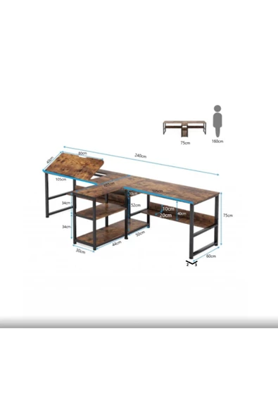 Zizuva Tasarım Barok Iki Kişilik Çizim Ve Bilgisayar Masası - Resim 7