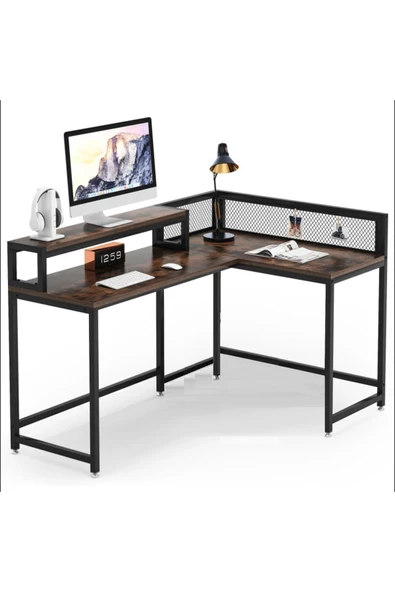 Zizuva Tasarım L Model Raflı Çalışma Masası - Resim 7