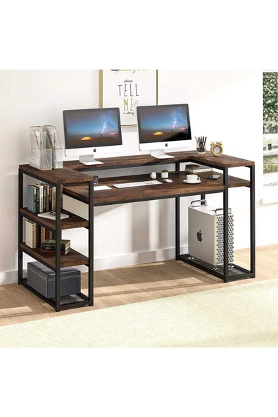 Zizuva Tasarım Monitor Raflı Çalışma Masası
