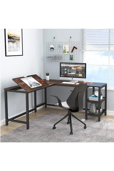 Zizuva Tasarım L Model Çizim Ve Bilgisayar Masası - Resim 2