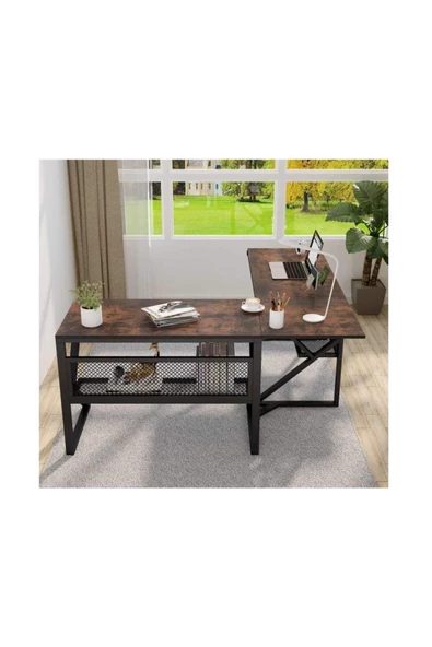 Zizuva Tasarım Tel Raflı L Çalışma Masası - 2