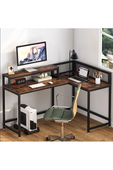 Zizuva Tasarım L Model Raflı Çalışma Masası - Resim 4