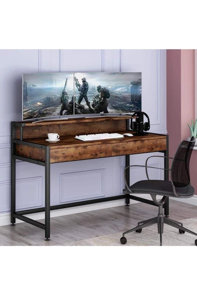 Zizuva Tasarım Monitör Raflı Ergonomik Çalışma Masası - Resim 3