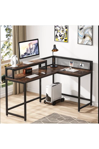 Zizuva Tasarım L Model Raflı Çalışma Masası - Resim 2