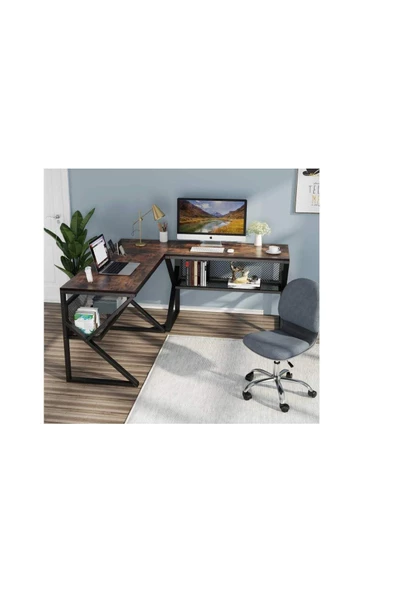 Zizuva Tasarım Tel Raflı L Çalışma Masası - 4