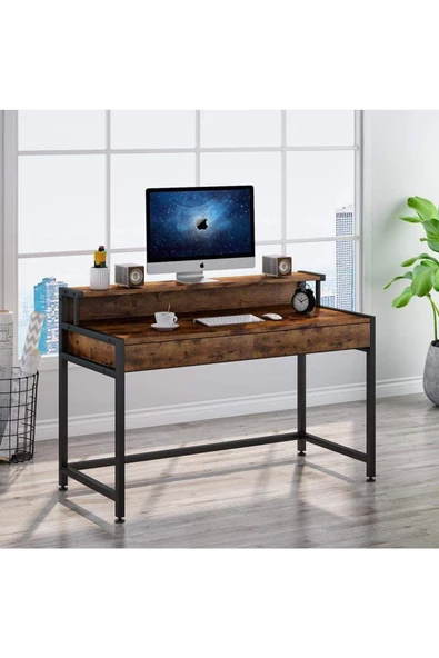 Zizuva Tasarım Monitör Raflı Ergonomik Çalışma Masası