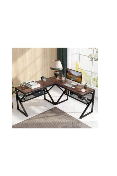 Zizuva Tasarım Tel Raflı L Çalışma Masası