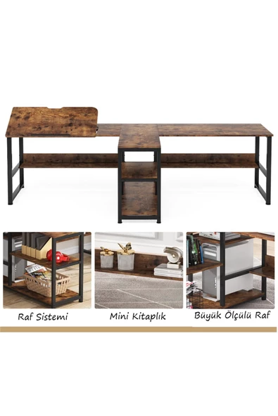 Zizuva Tasarım Barok Iki Kişilik Çizim Ve Bilgisayar Masası - Resim 5