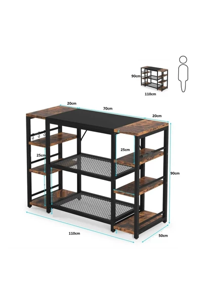 Zizuva Tasarım Tel Raflı Açık Mutfak Dolabı - 8