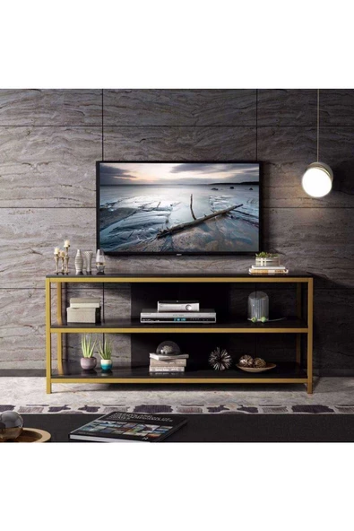 Zizuva Tasarım Siyah Gold Tv Ünitesi&sehpası - 2
