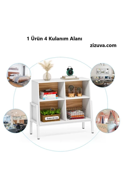 Zizuva Tasarım Modern Beyaz Dekoratif Kitaplık - 7
