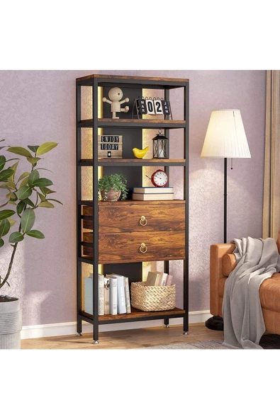 Zizuva Çekmeceli Çok Raflı Modern Kitaplık - 4