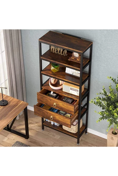 Zizuva Çekmeceli Çok Raflı Modern Kitaplık - 3