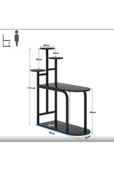 Zizuva Tasarım Çok Amaçlı Siyah Çiçeklik Saksılık Modeli - Resim 7