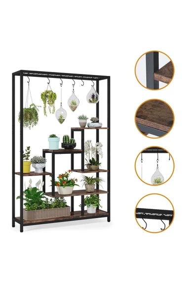 Zizuva Özel Tasarım Ceviz Çiçeklik & Saksılık Ve Düzenleyici - Resim 4