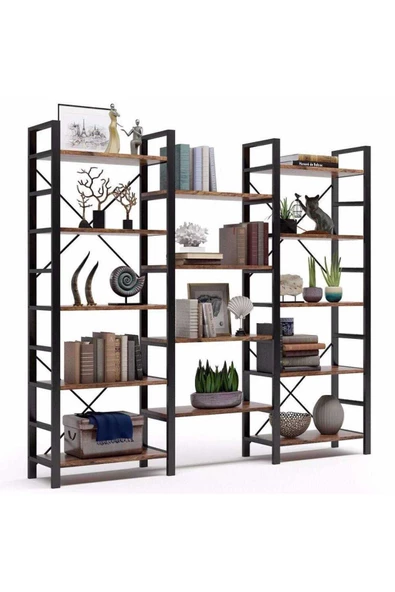 Zizuva Tasarım Ceviz Siyah Modern Kitaplık - Resim 3