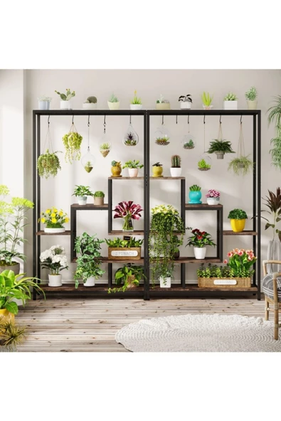 Zizuva Özel Tasarım Ceviz Çiçeklik & Saksılık Ve Düzenleyici - Resim 3