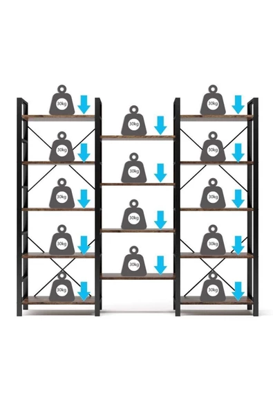 Zizuva Tasarım Ceviz Siyah Modern Kitaplık - Resim 4