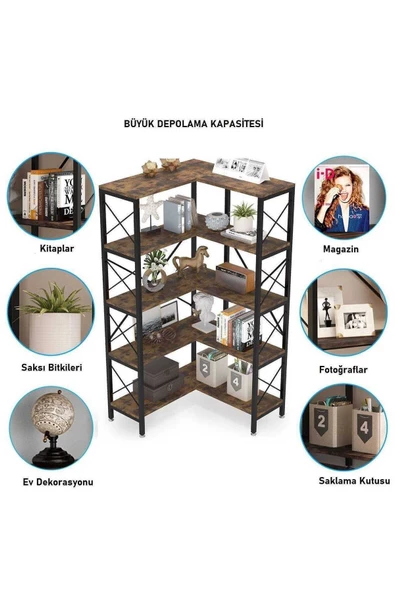Zizuva Tasarım L Model Köşe Kitaplık - 5