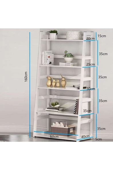 Zizuva Tasarım 5 Raflı Beyaz Kitaplık - Resim 2