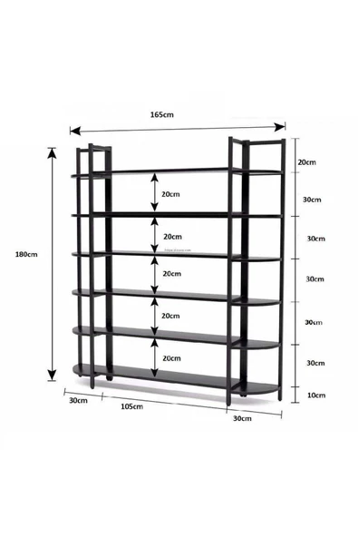 Zizuva Tasarım Siyah Modern Kitaplık Modeli - 4