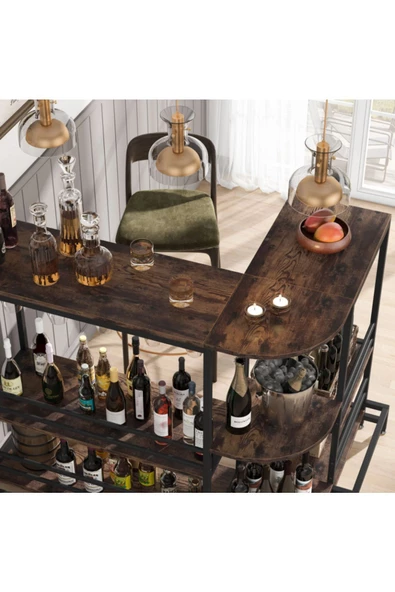 Zizuva Tasarım L Model Çok Amaçlı Düzenleyici Bar Masası - Resim 3