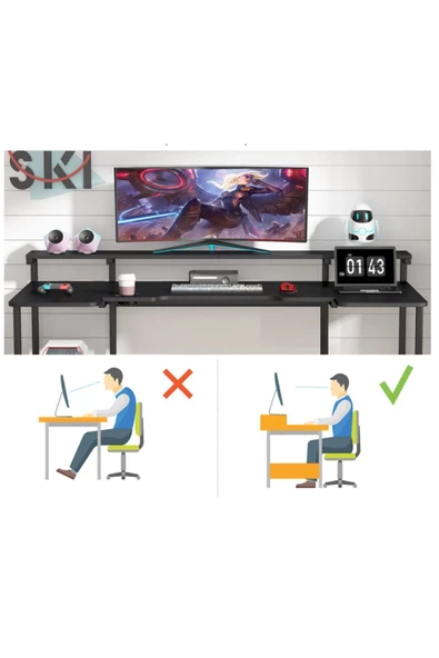 Zizuva Tasarım Siyah Gaming&çalışma Masası - Resim 4