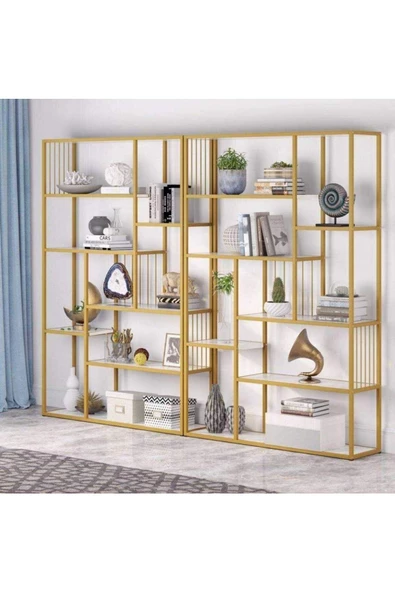 Zizuva Tasarım Gold Dekoratif Kitaplık - 2