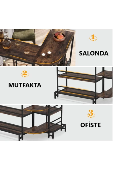 Zizuva Tasarım L Model Çok Amaçlı Düzenleyici Bar Masası - Resim 5