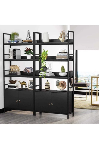 Zizuva Tasarım Dolaplı Siyah Kitaplık Modeli - Resim 3