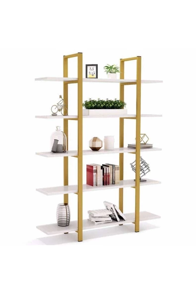 Zizuva Tasarım Beyaz&gold Dekoratif Kitaplık - 3