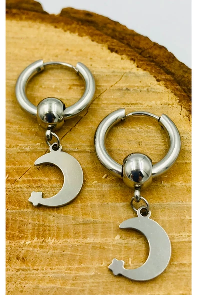 Gümüş Renk Figürlü Çelik  Küpe ürün görseli 1