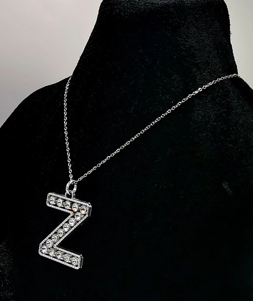 Zirkon Taşlı "Z" Harfli Renkli Kolye
