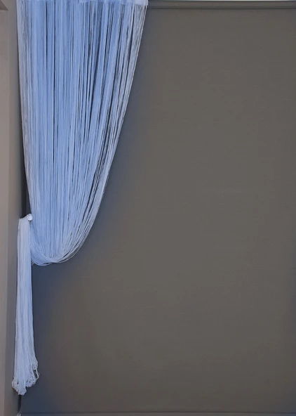 DÜZ İP MAVİ RUSTİK EN 100 CM BOY 210 CM HAZIR İP PERDE - Resim 10