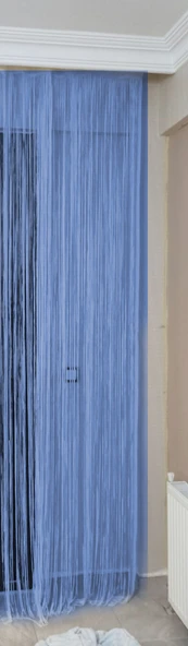 DÜZ İP MAVİ RUSTİK EN 100 CM BOY 210 CM HAZIR İP PERDE - Resim 5
