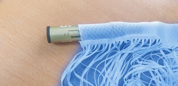 DÜZ İP MAVİ RUSTİK EN 100 CM BOY 210 CM HAZIR İP PERDE - Resim 2