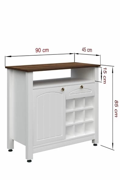 Boyut Mobilya Kahve Köşesi, Kapaklı ve Çekmeceli, Bardaklık Bölmeli Çok Amaçlı Dolap - 5