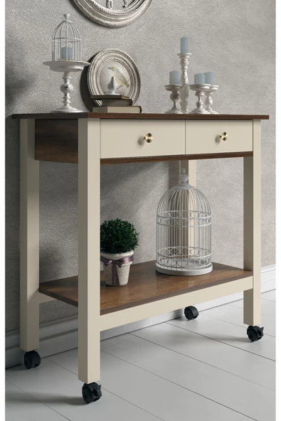 Boyut Mobilya Servant, 2 Çekmeceli, Tekerlekli Servis Sehpası, Kahve Köşesi - 2