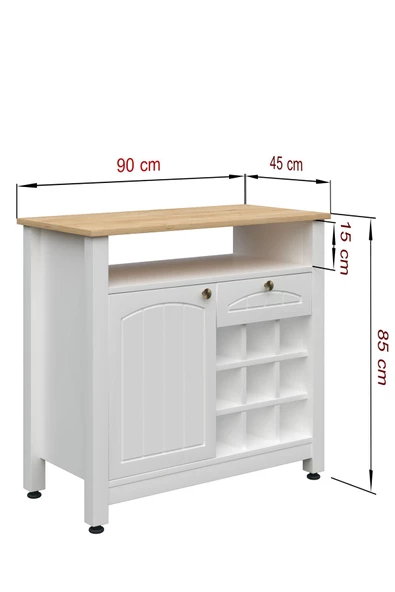 Boyut Mobilya Kahve Köşesi, Kapaklı ve Çekmeceli, Bardaklık Bölmeli Çok Amaçlı Dolap - 5