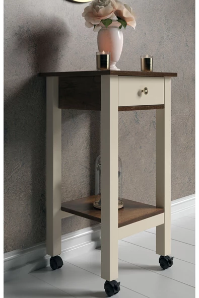 Boyut Mobilya Tek Çekmeceli, Tekerlekli Dekoratif Servis Sehpası, Servant - 2
