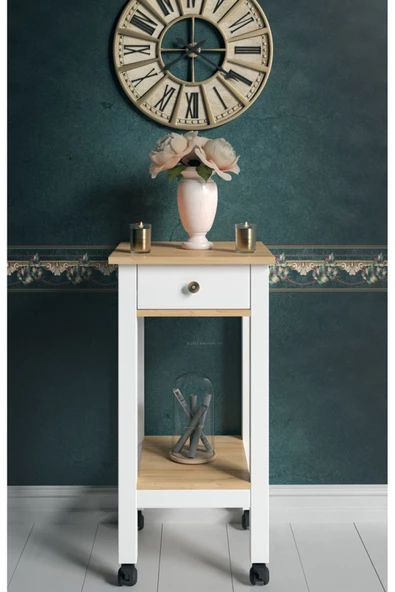 Boyut Mobilya Tek Çekmeceli, Tekerlekli Dekoratif Servis Sehpası, Servant