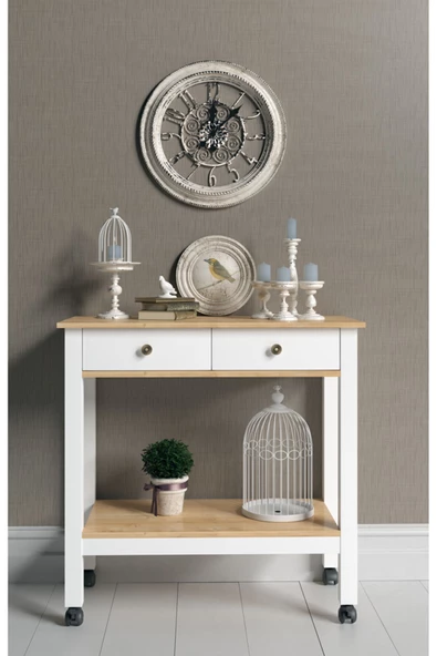 Boyut Mobilya Servant, 2 Çekmeceli, Tekerlekli Servis Sehpası, Kahve Köşesi