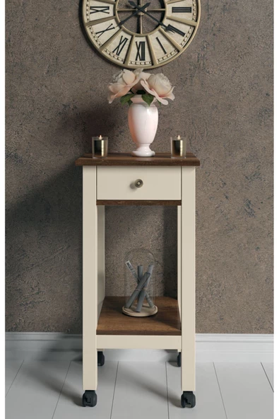 Boyut Mobilya Tek Çekmeceli, Tekerlekli Dekoratif Servis Sehpası, Servant