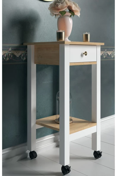 Boyut Mobilya Tek Çekmeceli, Tekerlekli Dekoratif Servis Sehpası, Servant - 2