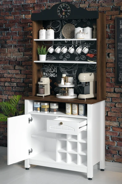 Boyut Mobilya Kahve Köşesi, Kapaklı Ve Çekmeceli, Bardaklık Bölmeli Çok Amaçlı Dolap - 3