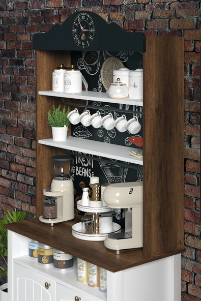 Boyut Mobilya Kahve Köşesi, Kapaklı Ve Çekmeceli, Bardaklık Bölmeli Çok Amaçlı Dolap - 4