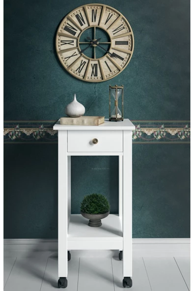 Boyut Mobilya Tek Çekmeceli, Tekerlekli Dekoratif Servis Sehpası, Servant