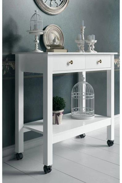 Boyut Mobilya Servant, 2 Çekmeceli, Tekerlekli Servis Sehpası, Kahve Köşesi - 2