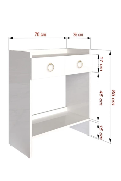 Boyut Mobilya 2 Kapaklı, Sabit Ayaklı, Dekoratif Dresuar (70 CM) - 5