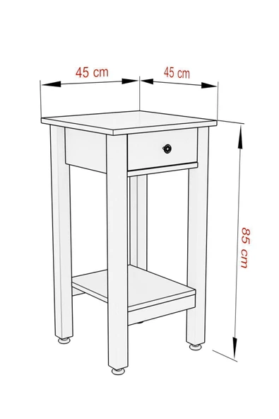Boyut Mobilya Tek Çekmeceli, Sabit Ayaklı Dekoratif Dresuar - 4